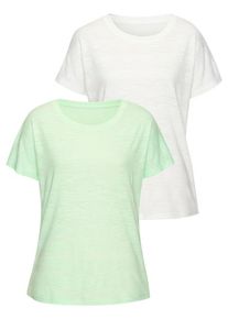 Vivance T-Shirt 'mit modischer Strukturoptik' mehrfarbig Gr. 32/34 für Damen. Mit Rundhals. Bequem. Nachhaltig.