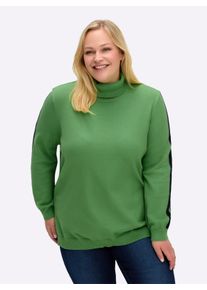 sheego Große Größen Rollkragenpullover mit Kontraststreifen, apfel, Größe 56/58 - Damen