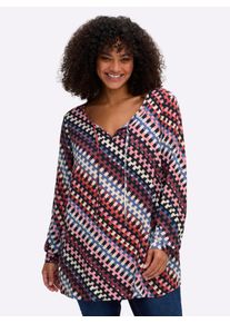 sheego Gro&szlig;e Gr&ouml;&szlig;en Schlupfbluse mit grafischem Muster, schwarz-flamingo-bedruckt, Gr&ouml;&szlig;e 46 - Damen