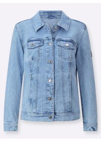 sheego Gro&szlig;e Gr&ouml;&szlig;en Jeansjacke mit Knopfmanschetten, blue-bleached, Gr&ouml;&szlig;e 52 - Damen