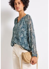 Street One Damen Langarmblusearona blau, casual, Gr. 40, Snakeprint, Web, Obermaterial: 100% Polyester. Futter: 100% Modal, Blusen, mit grafischem