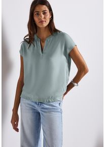 Street One Damen Kurzarmblusearona blau, casual, Gr. 38, Web, Obermaterial: 100% Viskose, Blusen, Split Neck