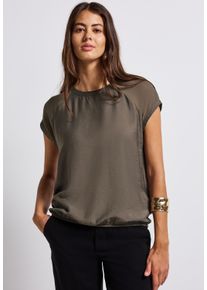 Street One Damen Blusentopnomad braun, casual, Gr. 40, unifarben, Web, Obermaterial: 88% Viskose, 12% Polyamid, Blusen, mit Meshdetail