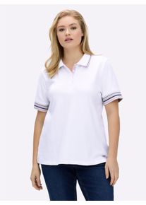 sheego Große Größen Poloshirt in Pikee-Qualität, ecru, Größe 52 - Damen