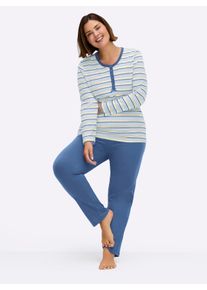 wäschepur sheego Große Größen Schlafanzüge, jeansblau + jeansblau-geringelt, Größe 52/54 - Damen