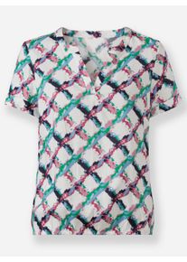 sheego Gro&szlig;e Gr&ouml;&szlig;en Schlupf-Bluse aus reiner Viskose, fuchsia-grasgr&uuml;n-kariert, Gr&ouml;&szlig;e 54 - Damen