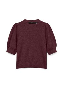 Véro Moda VERO MODA Damen Kurzarmpullover "VMDOFFY 2/4 O-NECK PULLOVER GA NOOS"winetasting detail:schwarz melange, modisch, Gr. M, meliert, Strick,