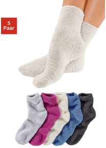 Lavana Damen Kuschelsocken, Gr. 35silbergrau meliert, ecru, pink, blau, anthrazit, Polyester, Elasthan, unifarben, Socken, ideal als Bettsocken