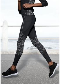 active by Lascana LASCANA ACTIVE Funktionsleggings schwarz Gr. XS (32/34) für Damen. Mit Logodruck, reflektierende Details. Nachhaltig.