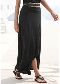 Lascana Maxirock schwarz Gr. 38 für Damen. Figurumspielend. Nachhaltig.