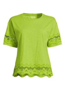 LANDS' END Flammgarn-Shirt mit Bord&uuml;ren, Damen,  Gr&uuml;n, Baumwolle, by Lands' End