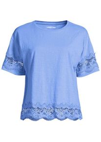 LANDS' END Flammgarn-Shirt mit Bord&uuml;ren, Damen,  Blau, Baumwolle, by Lands' End