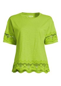 LANDS' END Flammgarn-Shirt mit Bord&uuml;ren, Damen,  Gr&uuml;n, Baumwolle, by Lands' End