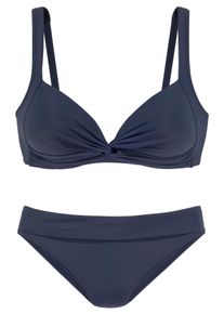 Lascana Damen Triangel-Bikini, blau, Gr. 34, unifarben, Polyamid, Bikini-Sets, in Bralette-Form