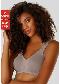 Petite Fleur Damen Soft-BH, Gr. 85, grau, Jersey, Obermaterial: 95% Baumwolle, 5% Elasthan, klassisch, BHs, ohne Bügel, aus weicher Baumwolle