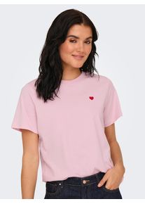 Jacqueline de Yong JDY Damen Kurzarmshirt "JDYPISA S/S PRINT TOP JRS NOOS"parfait pink detail:bittersweet heart, modisch, Gr. XL, bedruckt, Jersey, Obermaterial: 100%