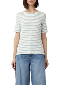 comma, COMMA Damen T-Shirtblau grün, casual, Gr. 44, gestreift, Single Jersey, Obermaterial: 92% Viskose, 8% Elasthan, Shirts, mit Logo Stickerei