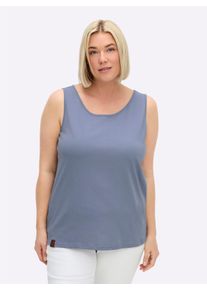 sheego Gro&szlig;e Gr&ouml;&szlig;en Shirttop aus reiner Baumwolle, taubenblau, Gr&ouml;&szlig;e 38 - Damen