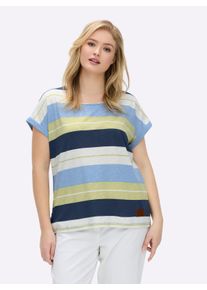 sheego Gro&szlig;e Gr&ouml;&szlig;en Ringelshirt mit Blockstreifen, lindgr&uuml;n-bleu-geringelt, Gr&ouml;&szlig;e 50 - Damen