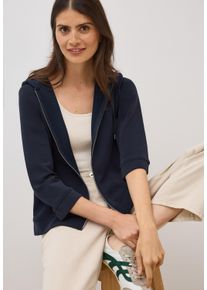 Cecil Damen Kapuzensweatjackeurban dunkelblau, casual, Gr. XL, unifarben, Sweatware, Obermaterial: 49% Polyester, 44% Modal, 7% Elasthan,