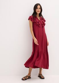 bonprix Midikleid mit Volants aus strukturiertem Cr&ecirc;pe, rot, Gr.40, modisches Midikleid mit Volants aus strukturiertem Cr&ecirc;pe, aus Viskose