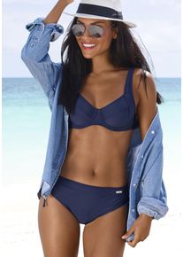 B&uuml;gel-Bikini Lascana, Damen, Gr. 46, Cup G, blau (marine), Polyamid, unifarben, Bikini-Sets B&uuml;gel-Bikini, mit seitlich geraffter Bikinihose