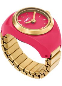 Fossil Damen Uhrenring "WATCH RING"goldfarben, fuchsia, Armbanduhren, Quarzuhr, Damenuhr, analog, Flexband, Zugband