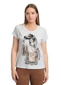 Betty Barclay Damen Kurzarmshirt "Betty Barclay Casual-Shirt mit Ärmelaufschlag"patch weiß, braun, casual, Gr. 46, Jersey, Obermaterial: 100%