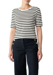 comma, COMMA Damen T-Shirtsanftes weiß stripe, casual, Gr. 42, gestreift, Single Jersey, Obermaterial: 92% Viskose, 8% Elasthan, Shirts, mit Streifen Muster