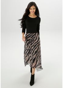 Damen Jerseykleidschwarz, zebra, Gr. 38, Aniston SELECTED, Obermaterial: 95% Viskose, 5% Elasthan. Futter: 95% Viskose, 5% Elasthan. Rock: 95%