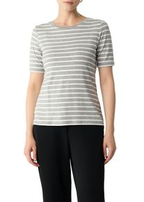 comma, COMMA Damen T-Shirtgrau stripe, casual, Gr. 40, gestreift, Single Jersey, Obermaterial: 92% Viskose, 8% Elasthan, Shirts, mit Streifen Muster
