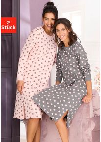Vivance Dreams Nachthemd pink Gr. 32/34 für Damen. Rundhals und Allover-Druck. Basic. Nachhaltig.
