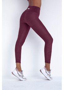 active by Lascana LASCANA ACTIVE Leggings burgunder Gr. XS (32/34) für Damen. Mit Logoschriftzug. Figurbetont