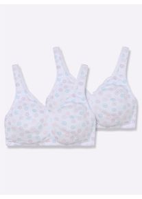 sheego Große Größen Komfort-BH ohne Bügel mit Spitzenkante, weiß-bedruckt, Größe 105B - Damen