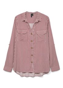 Véro Moda VERO MODA Damen Hemdbluse "VMBUMPY L/S SHIRT NEW WVN GA NOOS"karanda rot stripes:snow weiß, modisch, Gr. L, gestreift, Web, Obermaterial: 100%