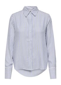 Only Damen Hemdbluse "ONLBERIT LIFE L/S SHIRT WVN"cloud dancer stripes:anni blau stripe, modisch, Gr. XL, gestreift, Web, Obermaterial: 100% Viskose,