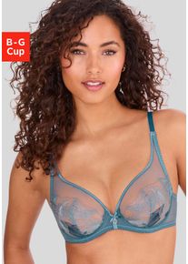 Lascana Damen Bügel-BH, Gr. 90blau, multicolor, Spitze, Mesh, Obermaterial: 80% Polyamid, 15% Elasthan, 5% Polyester, feminin, BHs, mit hauchzarter