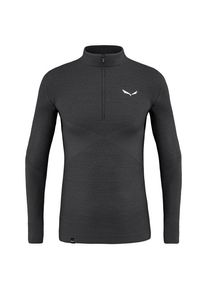 Salewa Zebru Med Warm AMR Half Zip Tee Merinounterwäsche Herren Skitouren (Gr M |grau/schwarz)