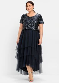 sheego Große Größen Abendkleid mit Paillettenoberteil, nachtblau, Größe 54 - Damen