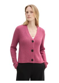 Tom Tailor Damen Strickjacke, pink, casual, Gr. XXXL, unifarben, Strick, Obermaterial: 55% Baumwolle, 25% Polyacryl, 20% Polyester, Strickjacken, mit