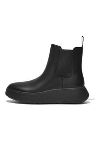 fitflop Damen Chelseaboots "F-MODE", Gr. 38, schwarz, Leder, unifarben, klassisch, Schuhe, Plateaustiefelette, Schlupfstiefel mit Stretcheinsatz zum