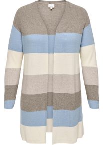 Only CARMAKOMA Damen Strickjacke "CARATIJA L/S STRIPE CARDIGAN KNT", braun, casual, Gr. M, colorblocking, Strick, Feinstrick, Obermaterial: 50%