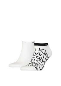 Herren Sneakersocken "CK MEN SNEAKER 2P ALL OVER PRINT", Calvin Klein Jeans, Gr. 39, weiß, Materialmix, Socken, All-Over-Muster, uni, Logoschriftzug,