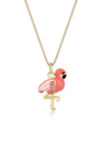 Elli Damen Kette mit Anhänger "Emaille Anhänger Flamingo 925 Sterling Silber vergoldet", 45, ohne Stein, Silber 925 (Sterlingsilber), L: 45cm, gold,