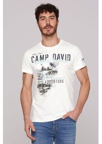 CAMP DAVID Herren T-Shirt, weiß, casual, Gr. XXL, bedruckt, unifarben, Jersey, Obermaterial: 100% Baumwolle, Shirts, mit großem Logoprint
