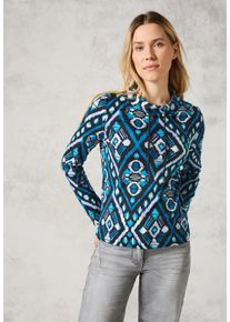 Cecil Damen Langarmshirt, grau, casual, Gr. M, bedruckt, Strick, Obermaterial: 100% Baumwolle, Shirts, mit grafischem Muster