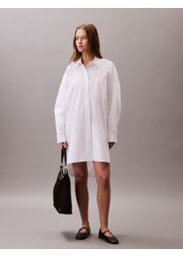 Damen Hemdblusenkleid "Cotton Oversized Mini Shirtdress", weiß, feminin, Gr. S, Calvin Klein Jeans, unifarben, Web, Obermaterial: 100% Baumwolle,