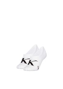 Damen Füßlinge "CKJ WOMEN FOOTIE HIGH CUT 2P MONOGRAM", Calvin Klein Jeans, Gr. 39, weiß, Baumwollmischung, Socken, Mit großer Logostickerei vorn
