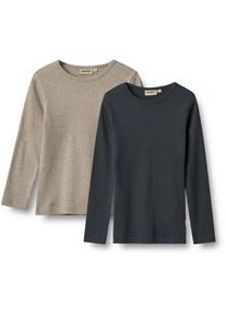 Wheat Jungen Langarmshirt "Wheat T-Shirt 2er Pack Doppelpack L/S Stig", blau, Gr. 140, 100% Bio-Baumwolle, Shirts