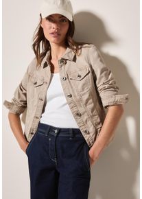 Cecil Damen Jeansjacke, beige, casual, Gr. XS, unifarben, Web, Obermaterial: 98% Baumwolle, 2% Elasthan, Jacken, mit Brusttaschen und seitliche